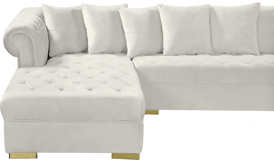 Presley 3pc. Velvet Sectional Cream - 698Cream-Sectional