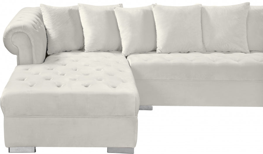 Presley 3pc. Velvet Sectional Cream - 698Cream-Sectional