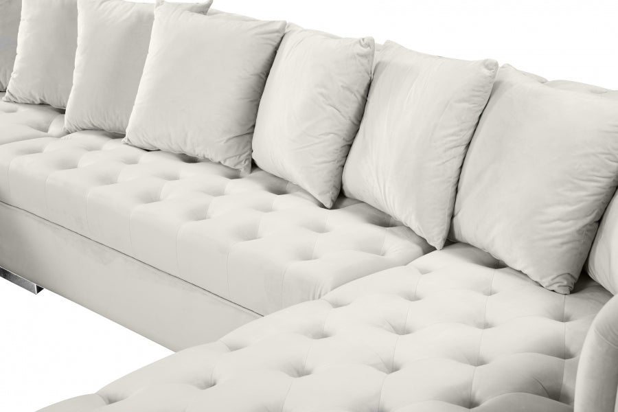 Presley 3pc. Velvet Sectional Cream - 698Cream-Sectional