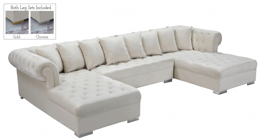 Presley 3pc. Velvet Sectional Cream - 698Cream-Sectional