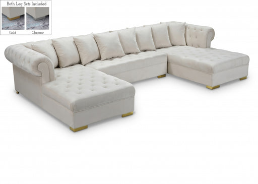 Presley 3pc. Velvet Sectional Cream - 698Cream-Sectional