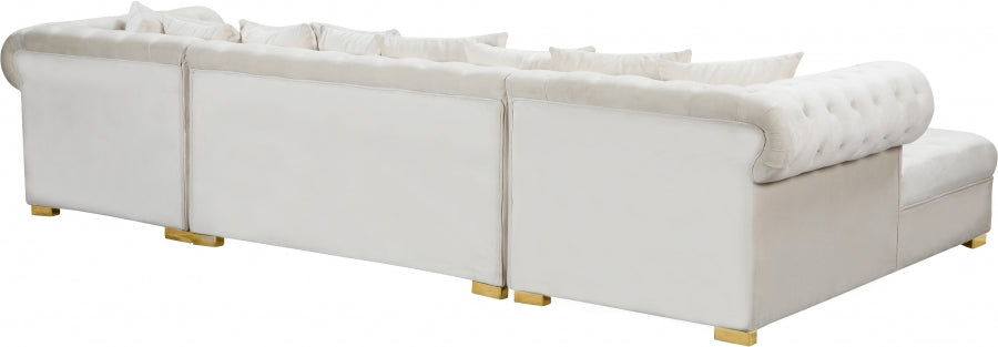 Presley 3pc. Velvet Sectional Cream - 698Cream-Sectional