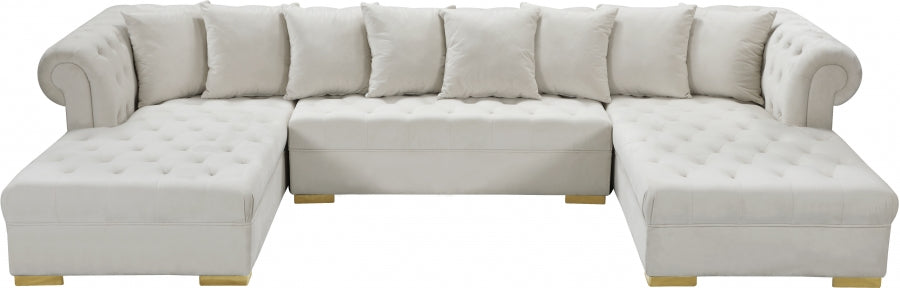 Presley 3pc. Velvet Sectional Cream - 698Cream-Sectional