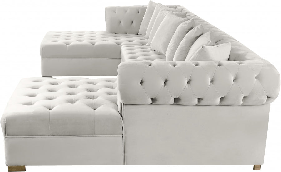 Presley 3pc. Velvet Sectional Cream - 698Cream-Sectional