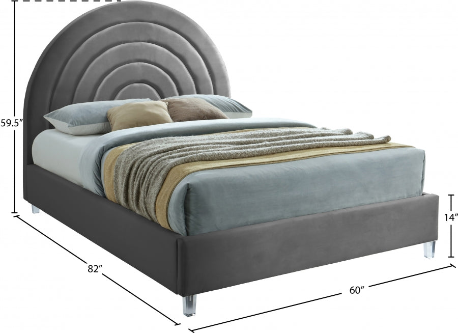 Rainbow Velvet Full Bed Grey - RainbowGrey-F