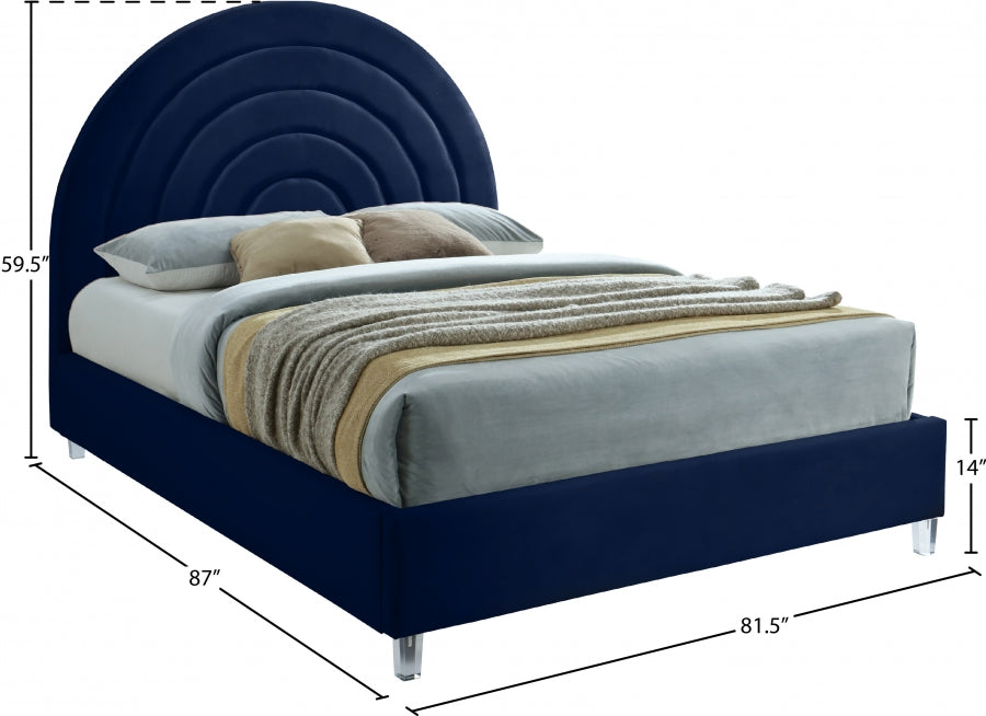 Rainbow Velvet King Bed Blue - RainbowNavy-K