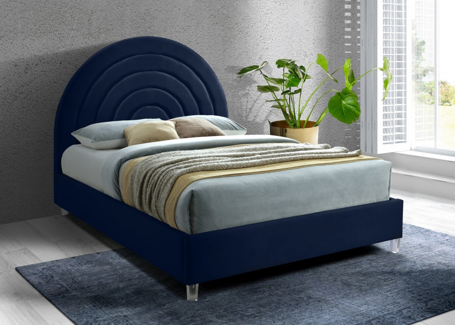 Rainbow Velvet King Bed Blue - RainbowNavy-K