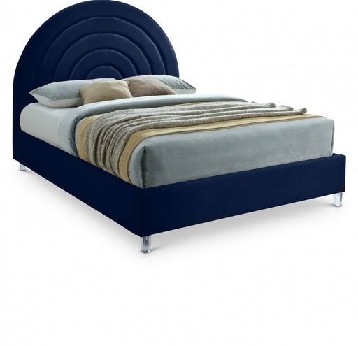 Rainbow Velvet King Bed Blue - RainbowNavy-K