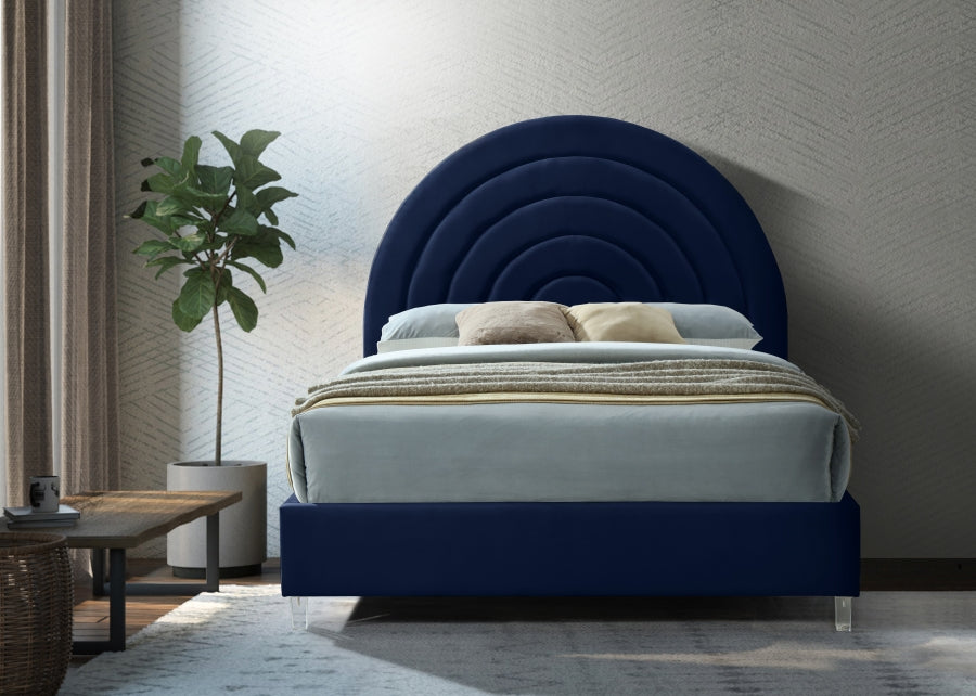 Rainbow Velvet King Bed Blue - RainbowNavy-K