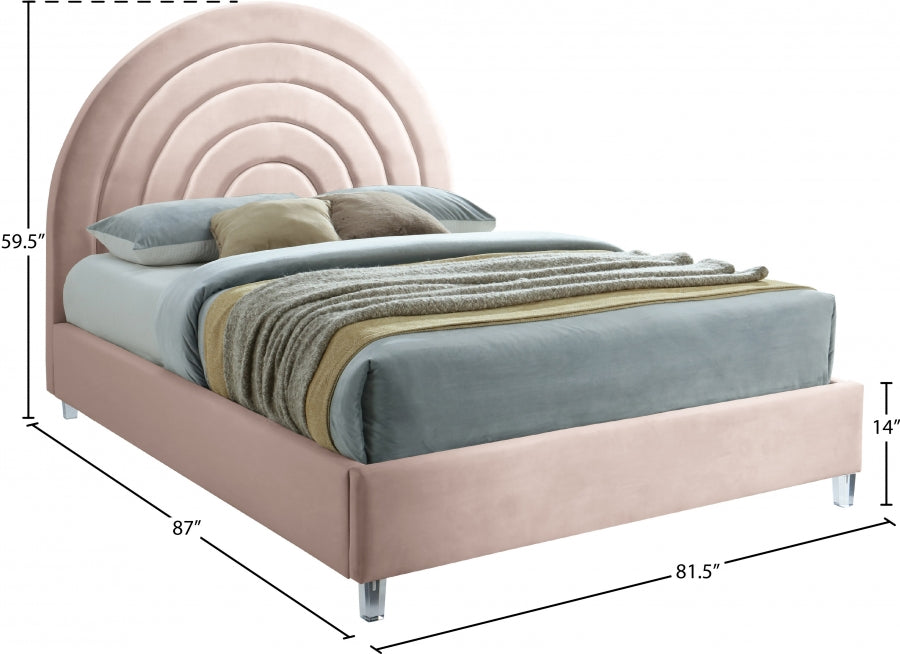 Rainbow Velvet King Bed Pink - RainbowPink-K