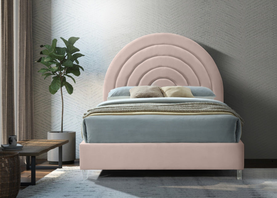 Rainbow Velvet King Bed Pink - RainbowPink-K