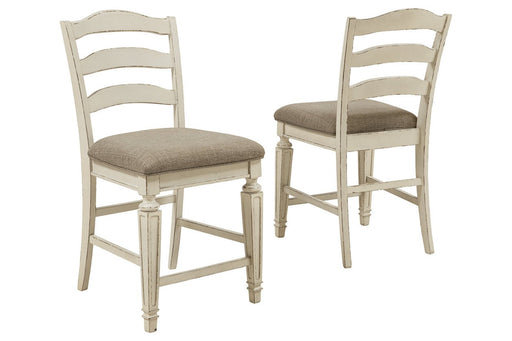 Realyn Chipped White Counter Height Bar Stool (Set of 2) - D743-124 - Gate Furniture