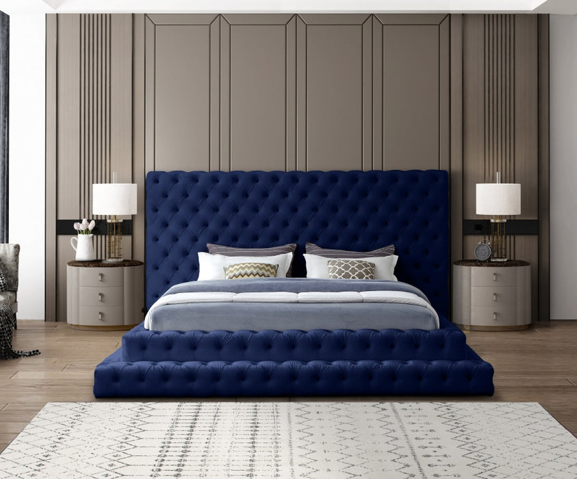 Revel Velvet King Bed (3 Boxes) Blue - RevelNavy-K