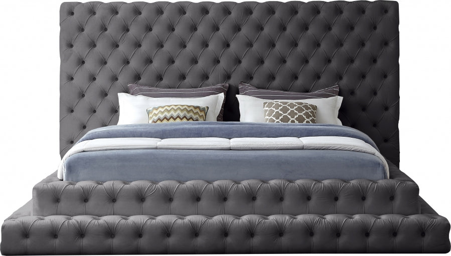 Revel Velvet King Bed (3 Boxes) Grey - RevelGrey-K