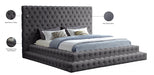 Revel Velvet King Bed (3 Boxes) Grey - RevelGrey-K