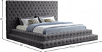 Revel Velvet King Bed (3 Boxes) Grey - RevelGrey-K