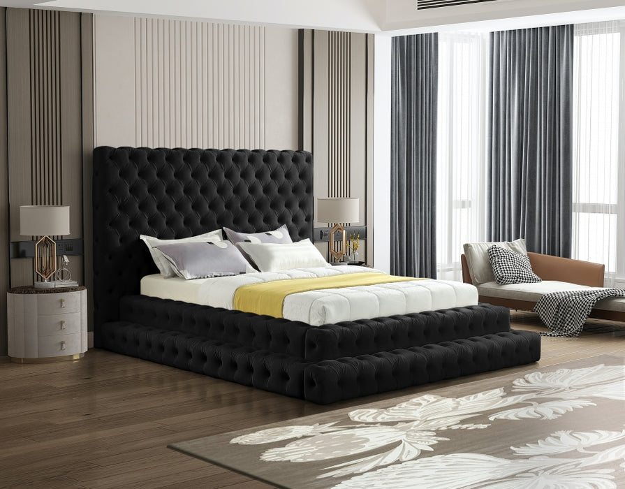 Revel Velvet Queen Bed (3 Boxes) Black - RevelBlack-Q