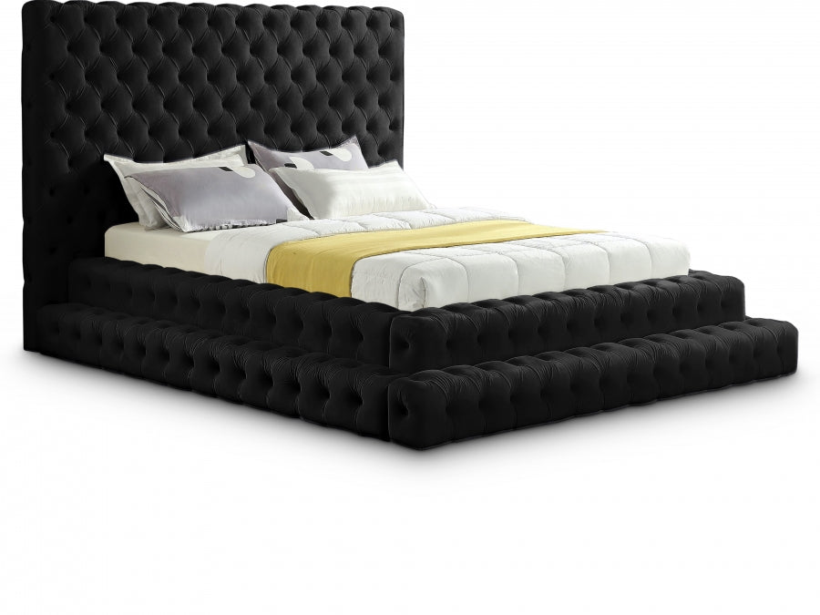 Revel Velvet Queen Bed (3 Boxes) Black - RevelBlack-Q