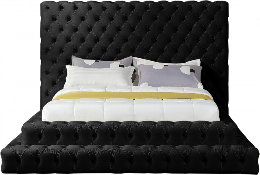 Revel Velvet Queen Bed (3 Boxes) Black - RevelBlack-Q