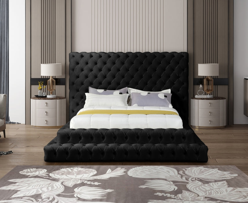 Revel Velvet Queen Bed (3 Boxes) Black - RevelBlack-Q