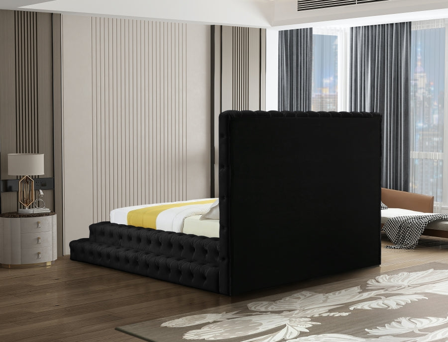 Revel Velvet Queen Bed (3 Boxes) Black - RevelBlack-Q