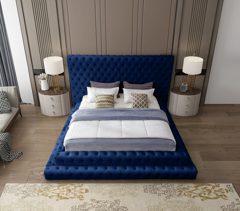 Revel Velvet Queen Bed (3 Boxes) Blue - RevelNavy-Q