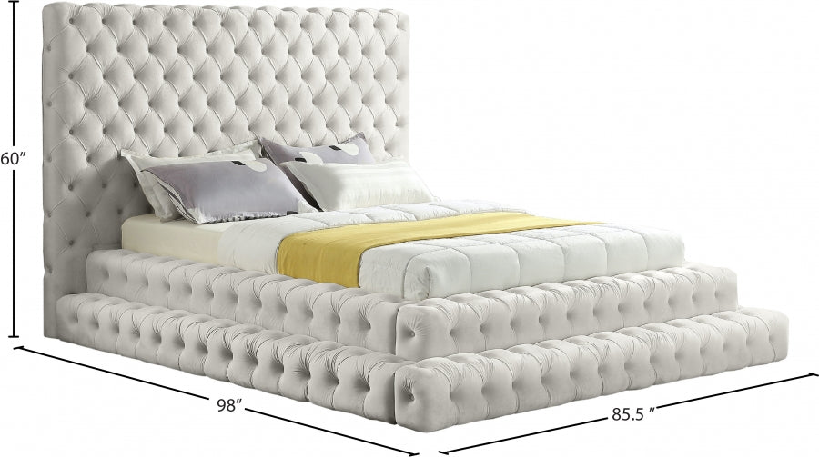 Revel Velvet Queen Bed (3 Boxes) Cream - RevelCream-Q