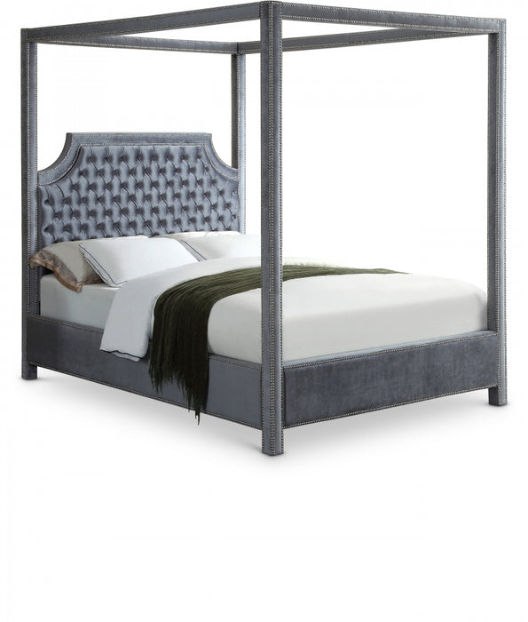 Rowan Velvet King Bed (3 Boxes) Grey - RowanGrey-K