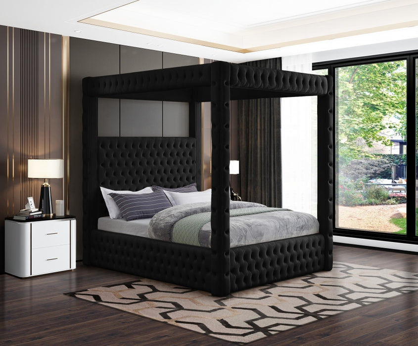 Royal Velvet King Bed (4 Boxes) Black - RoyalBlack-K