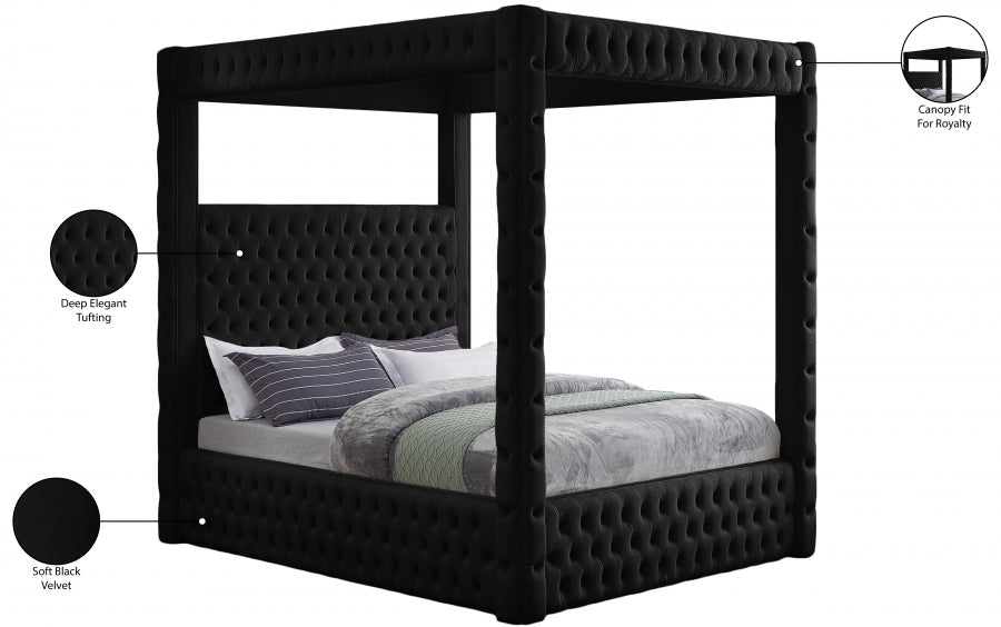 Royal Velvet King Bed (4 Boxes) Black - RoyalBlack-K