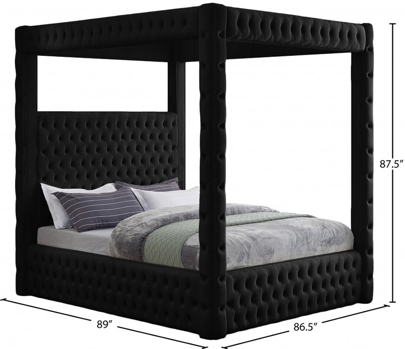 Royal Velvet King Bed (4 Boxes) Black - RoyalBlack-K