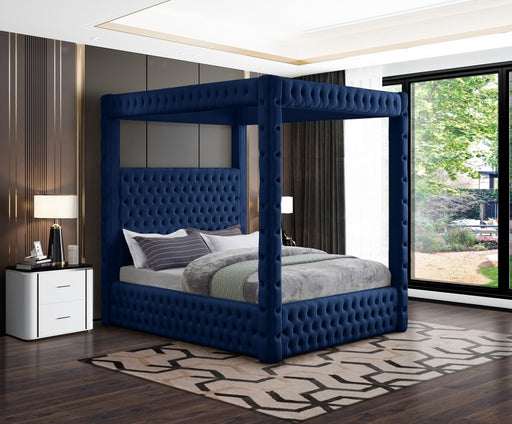 Royal Velvet King Bed (4 Boxes) Blue - RoyalNavy-K