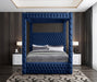 Royal Velvet Queen Bed (4 Boxes) Blue - RoyalNavy-Q