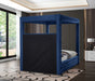 Royal Velvet Queen Bed (4 Boxes) Blue - RoyalNavy-Q