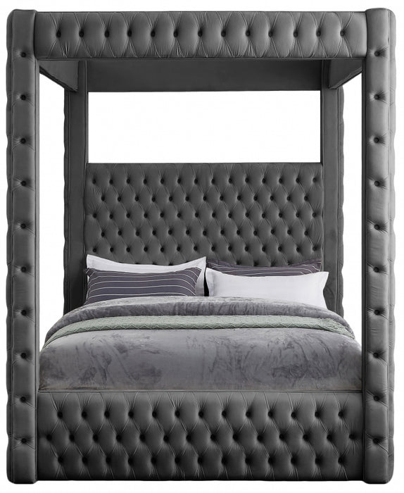 Royal Velvet Queen Bed (4 Boxes) Grey - RoyalGrey-Q