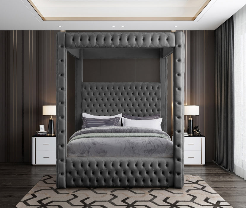 Royal Velvet Queen Bed (4 Boxes) Grey - RoyalGrey-Q