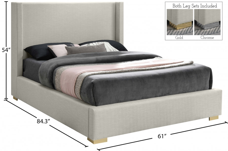 Royce Linen Textured Full Bed (3 Boxes) Beige - RoyceBeige-F