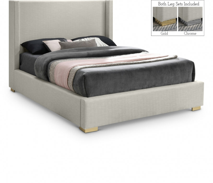 Royce Linen Textured Full Bed (3 Boxes) Beige - RoyceBeige-F