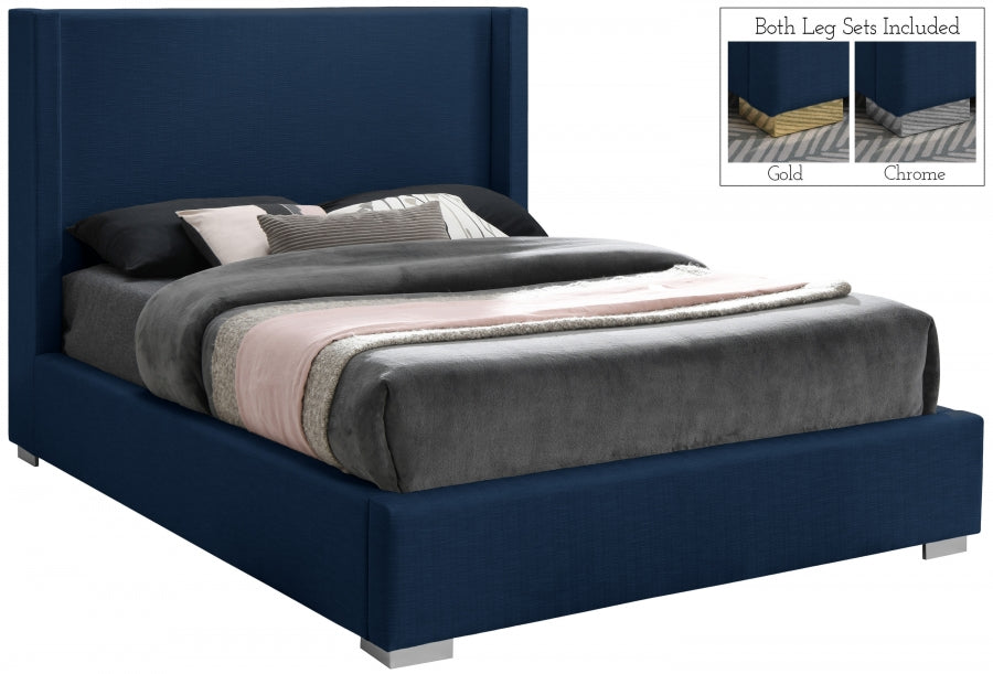 Royce Linen Textured Full Bed (3 Boxes) Blue - RoyceNavy-F