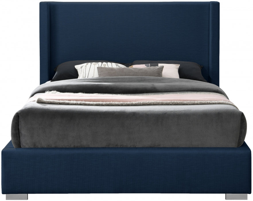 Royce Linen Textured Full Bed (3 Boxes) Blue - RoyceNavy-F