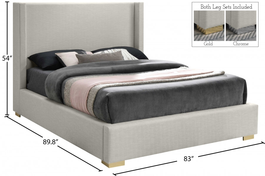 Royce Linen Textured King Bed (3 Boxes) Beige - RoyceBeige-K