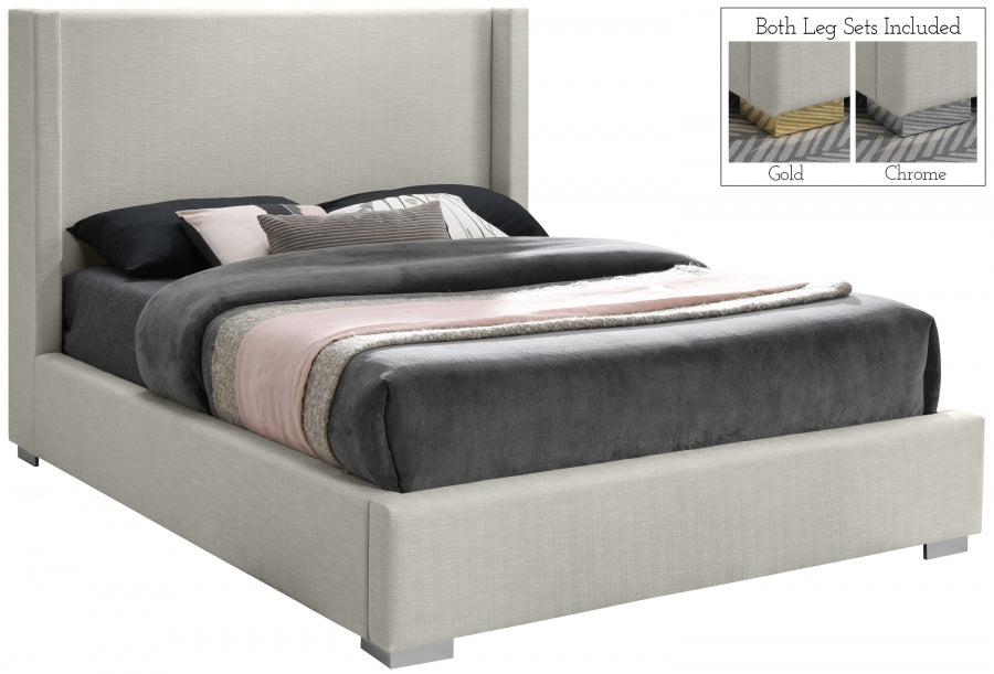 Royce Linen Textured King Bed (3 Boxes) Beige - RoyceBeige-K