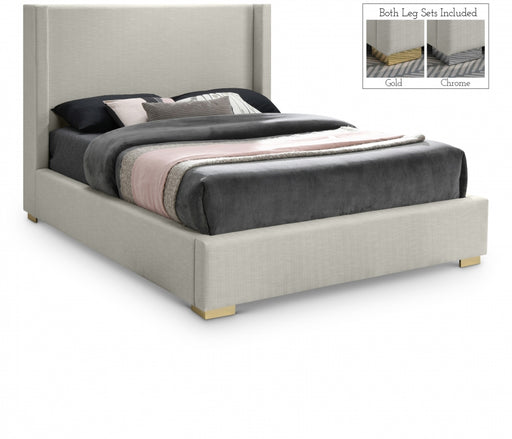 Royce Linen Textured King Bed (3 Boxes) Beige - RoyceBeige-K