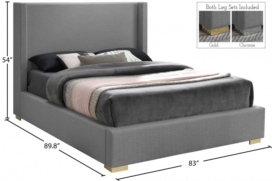 Royce Linen Textured King Bed (3 Boxes) Grey - RoyceGrey-K