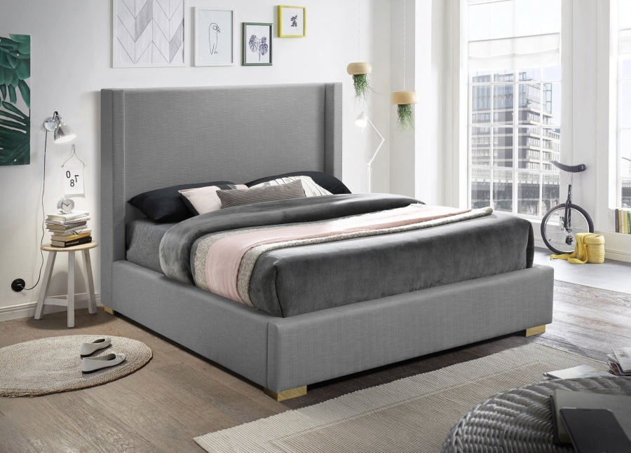 Royce Linen Textured King Bed (3 Boxes) Grey - RoyceGrey-K