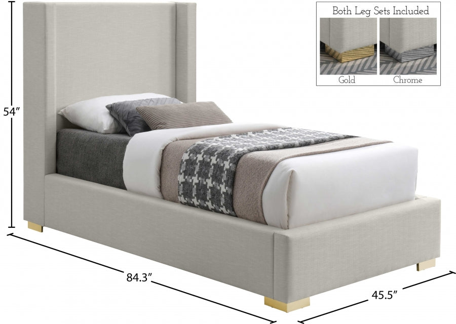 Royce Linen Textured Twin Bed (3 Boxes) Beige - RoyceBeige-T