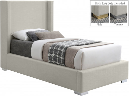 Royce Linen Textured Twin Bed (3 Boxes) Beige - RoyceBeige-T