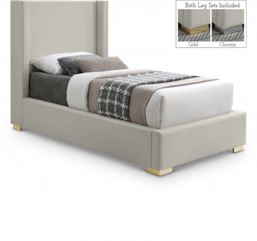 Royce Linen Textured Twin Bed (3 Boxes) Beige - RoyceBeige-T