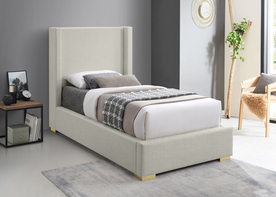 Royce Linen Textured Twin Bed (3 Boxes) Beige - RoyceBeige-T