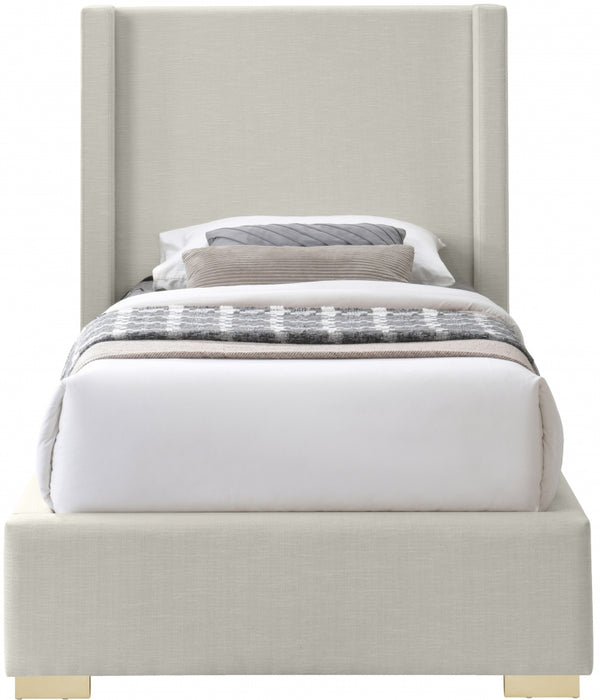 Royce Linen Textured Twin Bed (3 Boxes) Beige - RoyceBeige-T